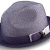 Purple Men's Two Tone Braided Pinch Fedora With Grosgrain Ribbon -Clothing Shop H 68 PURPLE