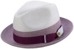 Men's Braided Straw Fedora Two Tone Weave In Dusty Rose