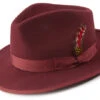 Burgundy Dress Hat Wool Wide Brim