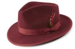 Burgundy Dress Hat Wool Wide Brim
