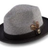 Black Braided Two Tone Stingy Brim Pinch Fedora -Clothing Shop H 73 BLACK