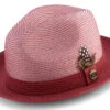 Burgundy Braided Two Tone Stingy Brim Pinch Fedora -Clothing Shop H 73 BURGUNDY