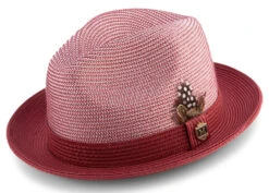 Burgundy Braided Two Tone Stingy Brim Pinch Fedora