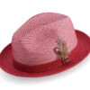 Cranberry Braided Two Tone Stingy Brim Pinch Fedora -Clothing Shop H 73 CRANBERRY
