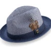 Navy Braided Two Tone Stingy Brim Pinch Fedora -Clothing Shop H 73 NAVY