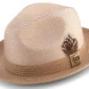 Tan Braided Two Tone Stingy Brim Pinch Fedora -Clothing Shop H 73 TAN