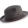 Gray Wide Brim Braided Pinch Fedora Hat With Red Bottom -Clothing Shop H 76 GRAY RED