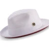 White Wide Brim Braided Pinch Fedora Hat With Red Bottom -Clothing Shop H 76 WHITE RED