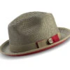 Two Tone Braided Ribbon Stingy Brim Pinch Fedora - Olive With Red Bottom -Clothing Shop H 77 OLIVE