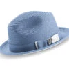Two Tone Ribbon Stingy Brim Pinch Braided Fedora - Carolina With White Bottom