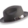 Two Tone Ribbon Stingy Brim Pinch Braided Fedora - Gray With White Bottom