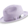 Two Tone Ribbon Stingy Brim Pinch Braided Fedora - Lavender With White Bottom -Clothing Shop H 78 LAVENDER