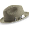 Two Tone Ribbon Stingy Brim Pinch Braided Fedora - Olive With White Bottom -Clothing Shop H 78 OLIVE