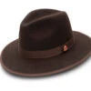 Brown 3 ⅛" Brim Wool Felt Hat With Red Bottom -Clothing Shop H 80 BROWN