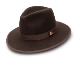 Brown 3 ⅛" Brim Wool Felt Hat With Red Bottom