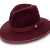 Burgundy 3 ⅛" Brim Wool Felt Hat With Red Bottom -Clothing Shop H 80 BURGUNDY