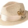 Tan Solid Color Pinch Braided Fedora With Matching Satin Ribbon -Clothing Shop H 34 Tan