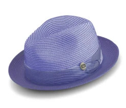 (L) Purple Braided Tone On Tone Stingy Brim Pinch Fedora