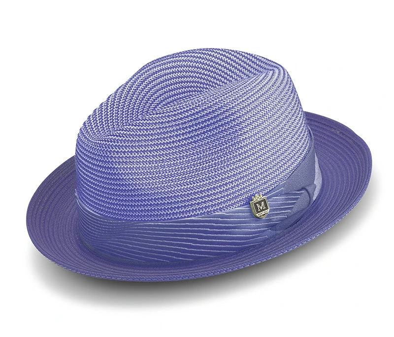 (L) Purple Braided Tone On Tone Stingy Brim Pinch Fedora 3 (L) Purple Braided Tone On Tone Stingy Brim Pinch Fedora