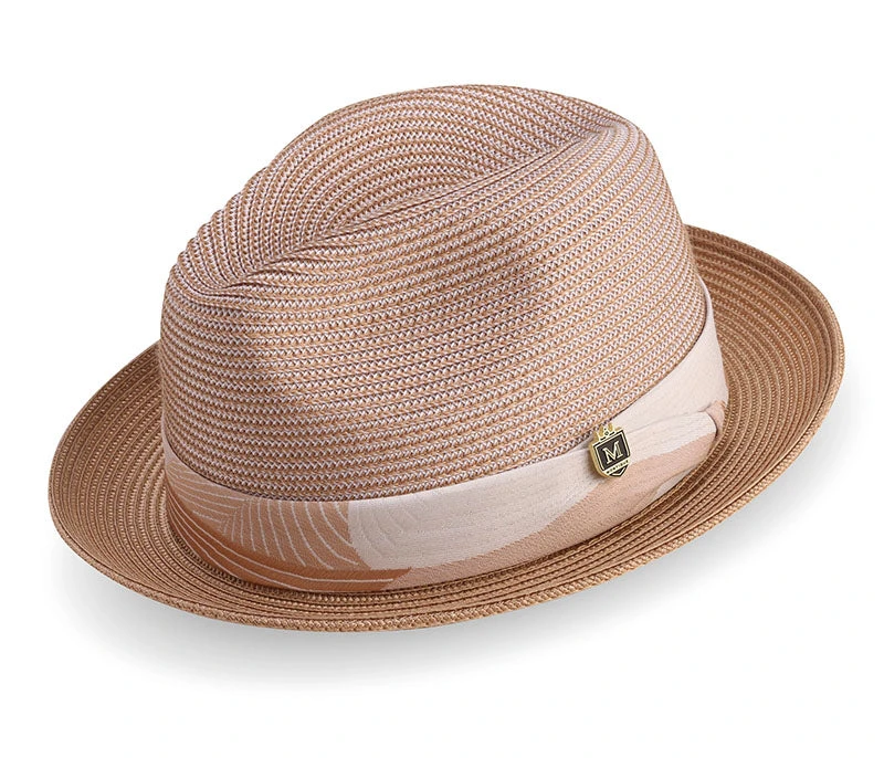 Tan Braided Tone On Tone Stingy Brim Pinch Fedora 3 Tan Braided Tone On Tone Stingy Brim Pinch Fedora