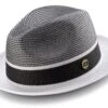 Men's Braided Two Tone Pinch Fedora Hat In White -Clothing Shop H22 White 080