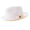 Braided Stingy Brim Pinch Fedora Hat - White With Canary Bottom -Clothing Shop H85Canary