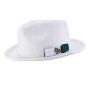 Braided Stingy Brim Pinch Fedora Hat - White With Emerald Bottom -Clothing Shop H85EMERALD