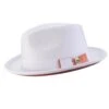Braided Stingy Brim Pinch Fedora Hat - White With Papaya Bottom -Clothing Shop H85Papaya
