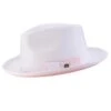 Braided Stingy Brim Pinch Fedora Hat - White With Pink Bottom 1 Braided Stingy Brim Pinch Fedora Hat - White With Pink Bottom -Clothing Shop H85Pink