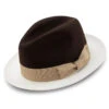 Brown Wool Felt Hat 2 ¼" Wide White Brim -Clothing Shop Hats h 82 brown white