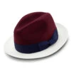 Burgundy Wool Felt Hat 2 ¼" Wide White Brim -Clothing Shop Hats h 82 burgundy white