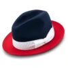 Navy Wool Felt Hat 2 ¼" Wide Red Brim -Clothing Shop Hats h 82 navy red