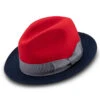 Red Wool Felt Hat 2 ¼" Wide Navy Brim -Clothing Shop Hats h 82 red navy