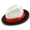 White Wool Felt Hat 2 ¼" Wide Brown Brim -Clothing Shop Hats h 82 white brown