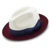 White Wool Felt Hat 2 ¼" Wide Burgundy Brim -Clothing Shop Hats h 82 white burgundy