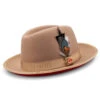 Tan 2 ¾" Brim Red Bottom Wool Felt Dress Hat -Clothing Shop Hats h 84 Tan
