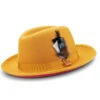 Gold 2 ¾" Brim Red Bottom Wool Felt Dress Hat 1 Gold 2 ¾" Brim Red Bottom Wool Felt Dress Hat -Clothing Shop Hats h 84 gold