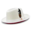 White 2 ¾" Brim Red Bottom Wool Felt Dress Hat -Clothing Shop Hats h 84 white