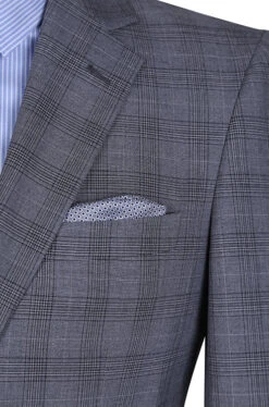 San Gemini Collection - 3 Piece Suit 2 Buttons Gray Glen Plaid Regular Fit -Clothing Shop IMG 8208 4