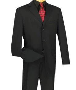 Regular Fit 2 Piece Suit 3 Button In Black