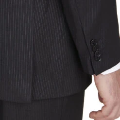 Modern Fit 2 Piece Pinstripe Suit 2 Button Black -Clothing Shop M102 BLACKS 3