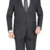 Modern Fit 2 Piece Pinstripe Suit 2 Button Black -Clothing Shop M102 BLACK S