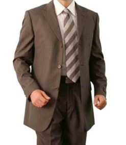 Regular Fit 2 Piece Suit Tone On Tone Stripe In Dark Cocoa