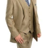 Stone Khaki 3 Piece Modern Fit Suit 2 Button V-Neck Vest -Clothing Shop M158 08