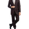 Bacchus Collection - Regular Fit Suit 2 Button 2 Piece In Chocolate -Clothing Shop M202 23