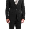 Black Solid Color 3 Piece Slim Fit Suit 1 Button Peak Lapel
