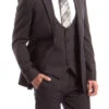 Gray Solid Color 3 Piece Slim Fit Suit 1 Button Peak Lapel -Clothing Shop M255US 02 GRAY