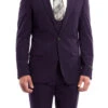 Purple Solid Color 3 Piece Slim Fit Suit 1 Button Peak Lapel -Clothing Shop M255US 04 PURPLE