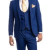 Indigo Solid Color 3 Piece Slim Fit Suit 1 Button Peak Lapel -Clothing Shop M255US INDIGO
