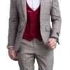 Burgundy Slim Fit Tuxedo 4 Piece Glen Plaid With Bow Tie